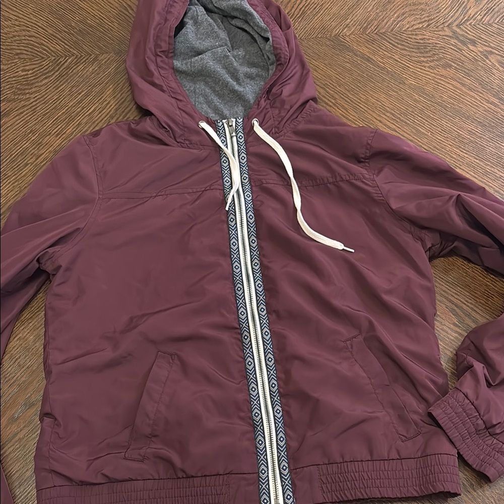 ZINE Women's Jacket Windbreaker Long Sleeve Full Zip Pockets Lightweight.Size L